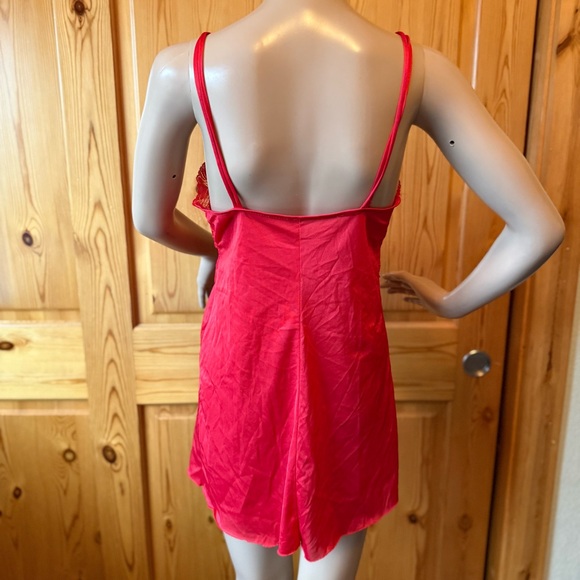 Vintage 70s 80s Petra Fashions Red Satin Lace Nightie Lingerie M Union Made - Picture 10 of 14